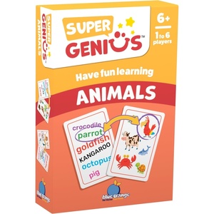 image:imageBlue Orange Super Genius Animals  Tabletop Card Game Fun Flash Card Concentration Matching Game for Kids Ages 6 16 Players Teacher Approved Learn About The Animal Kingdom GamesAnimals